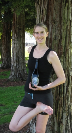 Suzi Potts demonstrating a tree pose in yoga